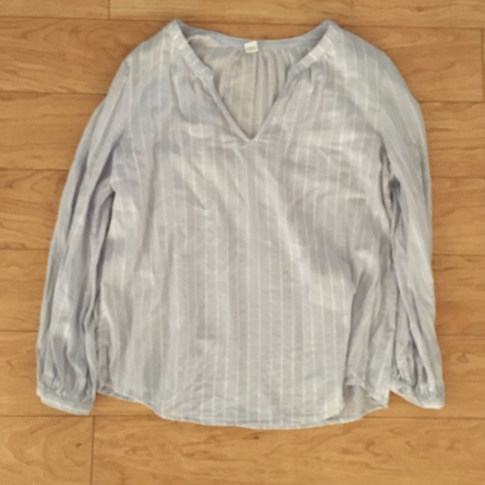 Blue and white striped blouse